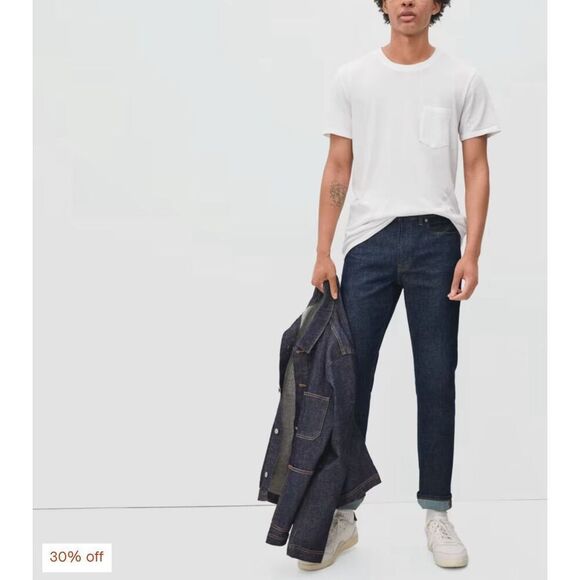Everlane Other - Everlane Black Cuffed Hem Dark Wash Slim Fit Jeans Size 28 X 32